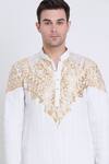 Buy_Arun verma_Ivory Linen Embroidered Applique Kurta With Dhoti Pant _Online_at_Aza_Fashions