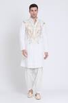 Arun verma_Ivory Linen Embroidered Resham Kurta With Dhoti Pant _Online_at_Aza_Fashions