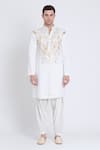 Buy_Arun verma_Ivory Linen Embroidered Resham Kurta With Dhoti Pant _Online_at_Aza_Fashions