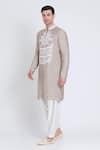 Arun verma_Pink Chanderi Embroidered Patch Straight Kurta With Dhoti Pant _Online_at_Aza_Fashions