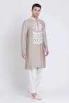 Buy_Arun verma_Pink Chanderi Embroidered Patch Straight Kurta With Dhoti Pant _Online_at_Aza_Fashions