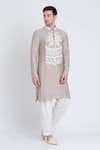 Buy_Arun verma_Pink Chanderi Embroidered Patch Straight Kurta With Dhoti Pant 