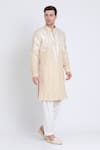 Buy_Arun verma_Beige Linen Embroidered Geometric Pattern Kurta With Pant _Online_at_Aza_Fashions