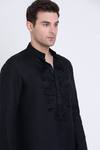 Buy_Arun verma_Black Linen Embroidered Geometric Resham Neck Kurta With Pant _Online_at_Aza_Fashions