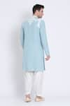 Shop_Arun verma_Blue Linen Embroidered Patch Work Embellished Straight Kurta With Pant _at_Aza_Fashions