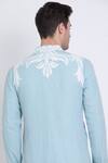 Buy_Arun verma_Blue Linen Embroidered Patch Work Embellished Straight Kurta With Pant 