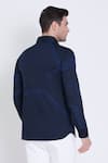 Shop_Arun verma_Blue Cotton Satin Embroidered Geometric Resham Collared Shirt_at_Aza_Fashions