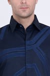 Shop_Arun verma_Blue Cotton Satin Embroidered Geometric Resham Collared Shirt_Online_at_Aza_Fashions