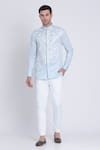 Buy_Arun verma_Blue Cotton Satin Embroidered Resham Front Shirt_at_Aza_Fashions