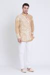 Buy_Arun verma_Gold Tissue Embroidery Aari Kurta With Pant _at_Aza_Fashions