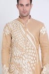 Arun verma_Gold Tissue Embroidery Aari Kurta With Pant _at_Aza_Fashions