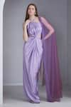 Buy_NAINA SETH_Purple Satin Silk And Tulle Embellished Pearl One Shoulder Cut-out Draped Gown _Online_at_Aza_Fashions