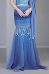 Shop_NAINA SETH_Blue Satin Silk And Tulle Embellished Pearl Halter Top With Ombre Mermaid Skirt _Online_at_Aza_Fashions