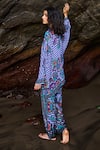 Shop_Dash And Dot_Multi Color Viscose Embroidery V-neck Checkered Print Boxy Shirt And Pant Set _at_Aza_Fashions
