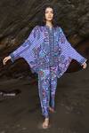 Buy_Dash And Dot_Multi Color Viscose Embroidery V-neck Checkered Print Boxy Shirt And Pant Set _Online_at_Aza_Fashions