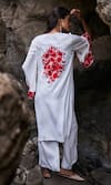 Shop_Dash And Dot_White Viscose Embroidery V-neck Placement Kurta _at_Aza_Fashions