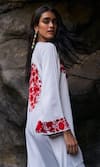 Dash And Dot_White Viscose Embroidery V-neck Placement Kurta _at_Aza_Fashions