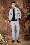 Shop_Dash and Dot_Ivory 100% Cotton Jacquard Jungle Theme Pattern Bomber Jacket _Online_at_Aza_Fashions