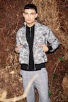 Dash and Dot_Ivory 100% Cotton Jacquard Jungle Theme Pattern Bomber Jacket _at_Aza_Fashions