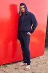 Dash and Dot_Blue 100% Cotton Plain Jogger Pant _at_Aza_Fashions