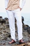 Dash and Dot_White 100% Organic Cotton Textured Straight Pant _Online_at_Aza_Fashions