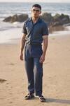 Buy_Dash and Dot_Blue 64% Polyester Checkered Shirt And Pant Co-ord Set_at_Aza_Fashions