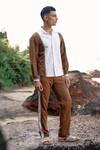 Shop_Dash and Dot_Brown 64% Polyester Contrast Stitch Shirt And Pant Co-ord Set