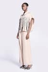 Buy_Shahin Mannan_Beige Japanese Crepe Plain Solid Flared Pant _Online_at_Aza_Fashions