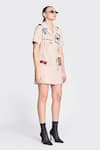 Buy_Shahin Mannan_Beige Japanese Crepe Embroidery Patchwork Butterfly Stamp Summer Coat Dress _Online_at_Aza_Fashions