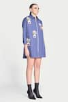 Buy_Shahin Mannan_Blue Poplin Embroidery Patchwork Collar Inkpot Shirt _Online_at_Aza_Fashions