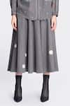 Shahin Mannan_Grey Thin Denim Embroidery Circle Skirt _Online_at_Aza_Fashions