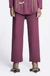 Shahin Mannan_Wine Poplin Plain Straight Pant _Online_at_Aza_Fashions