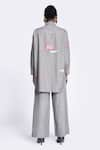 Shop_Shahin Mannan_Grey Chambray Plain Flared Pant _at_Aza_Fashions