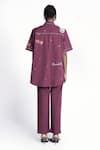 Shop_Shahin Mannan_Wine Poplin Embroidery Butterfly Collared Neck Patch Work Shirt With Pant _at_Aza_Fashions