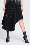 Buy_Shahin Mannan_Black Japanese Crepe Plain Asymmetric Skirt _Online_at_Aza_Fashions