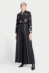 Buy_Shahin Mannan_Black Scuba Crepe Embroidery Love Patch Dream Cropped Blazer With Pleated Pant _at_Aza_Fashions