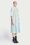 Buy_Shahin Mannan_Blue Thin Denim Hand Embroidery Clouds Collared Neck Dress _Online_at_Aza_Fashions