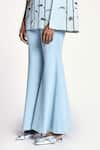 Shahin Mannan_Blue Thin Washed Denim Plain Bell Bottom Pant _Online_at_Aza_Fashions