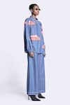 Buy_Shahin Mannan_Blue Denim Embroidered Taxi Applique Collared Jacket _Online_at_Aza_Fashions