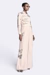 Buy_Shahin Mannan_Beige Japanese Crepe Embroidered Thread Collared Fish Patch Jumpsuit _Online_at_Aza_Fashions