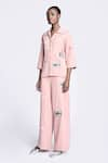 Buy_Shahin Mannan_Pink Japanese Crepe Embroidered Fish Collared Shirt And Pant Set _Online_at_Aza_Fashions