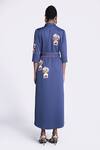 Shop_Shahin Mannan_Blue Double Crepe Embroidered Inkpot Collared Long Shirt Dress _at_Aza_Fashions