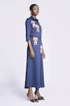 Buy_Shahin Mannan_Blue Double Crepe Embroidered Inkpot Collared Long Shirt Dress _Online_at_Aza_Fashions