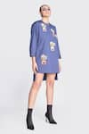 Buy_Shahin Mannan_Blue Poplin Embroidered Inkpot Round High Low Shirt Dress _at_Aza_Fashions