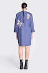 Shop_Shahin Mannan_Blue Poplin Embroidered Inkpot Round High Low Shirt Dress _at_Aza_Fashions