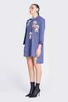 Buy_Shahin Mannan_Blue Poplin Embroidered Inkpot Round High Low Shirt Dress _Online_at_Aza_Fashions