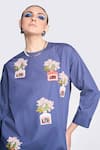 Shop_Shahin Mannan_Blue Poplin Embroidered Inkpot Round High Low Shirt Dress _Online_at_Aza_Fashions