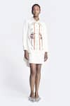 Buy_Shahin Mannan_White Double Crepe Embroidered Funky Monkey On A Tree Asymmetric Shirt Dress _at_Aza_Fashions