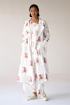 Buy_Cotton and Clay_White Jumpsuit Cotton Hand Block Printed Floral Jumpsuit U Neck With Jacket _at_Aza_Fashions