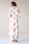 Shop_Cotton and Clay_White Jumpsuit Cotton Hand Block Printed Floral Jumpsuit U Neck With Jacket _at_Aza_Fashions